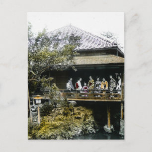 Teahouse Geisha aus dem alten Japan Vintag Japanis Postkarte