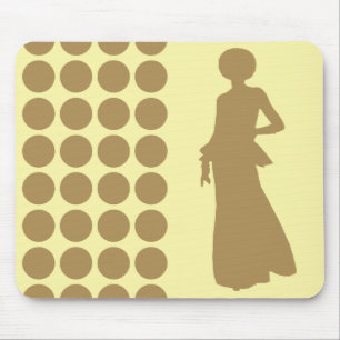Teak Cream Neutral Dots Fashion Silhouette Mousepad