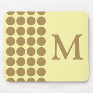 Teak Cream Neutral Dots mit Monogramm Mousepad
