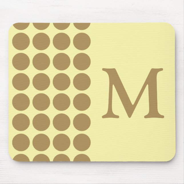 Teak Cream Neutral Dots mit Monogramm Mousepad (Vorne)