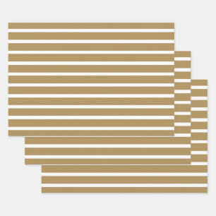 Teak-neutrale Streifen Geschenkpapier Set
