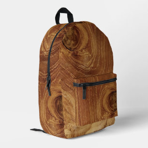 Teak rustikale Holzmaserung Braun Natur Muster Fot Bedruckter Rucksack