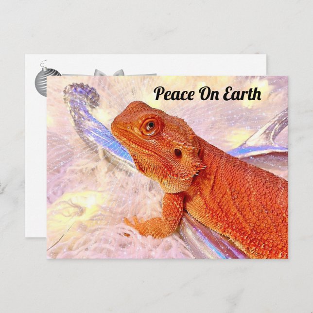 Teak the Bearded Dragon Christmas Postkarte (Vorne/Hinten)