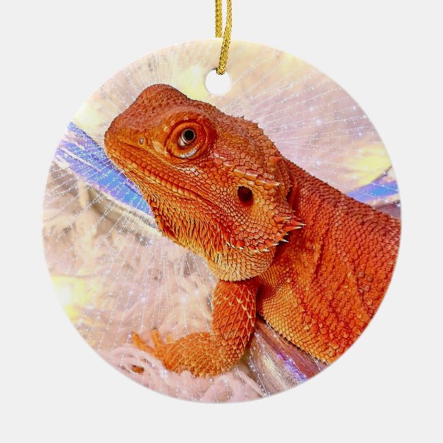 Teak the Bearded Dragon Merry and Bright Keramik Ornament (Vorne)