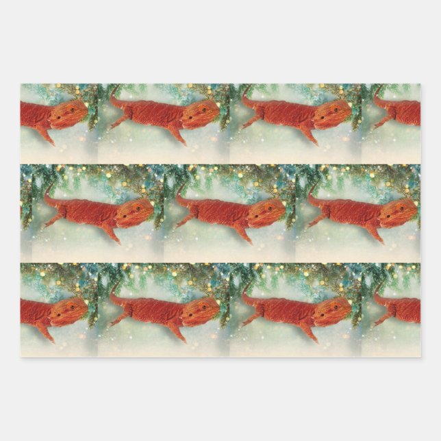 Teak the Bearded Dragon - Packpapier Sheets Geschenkpapier Set (Vorderseite)