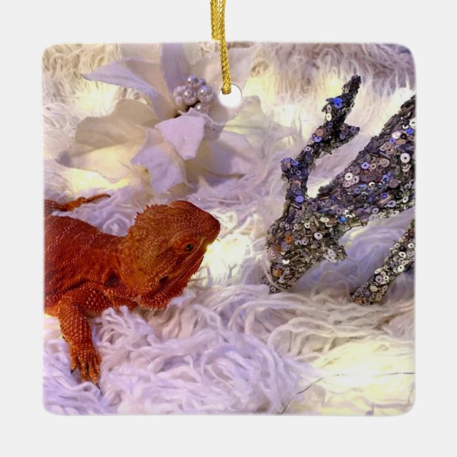 Teak the Bearded Dragon Weltfrieden Keramikornament (Vorderseite)