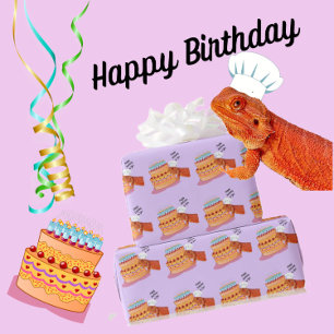 Teak the Birthday Beardie (Bartter Drache) Geschenkpapier