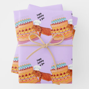 Teak the Birthday Beardie (Bartter Drache) Geschenkpapier Set