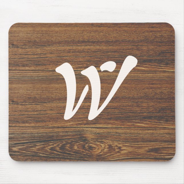 Teak Wood Grain mit Monogramm Mousepad (Vorne)