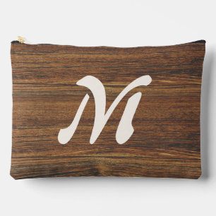 Teak Wood Grain mit Monogramm Zubehörtasche