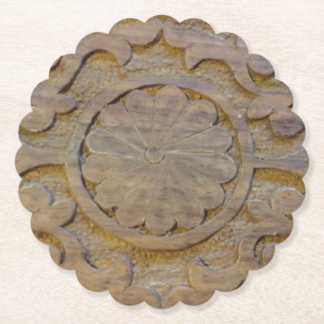 Teak Wood Scroll Design kundenspezifisch Untersetzer (Vorderseite)