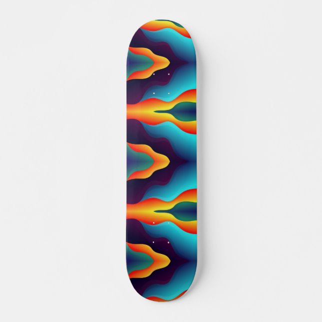 Teal Abstract Flames Skateboard (Vorne)