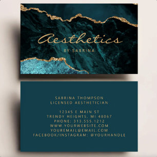 Teal-Achat-Gold-Glitter-Luxus-Ästhetikerin Visitenkarte