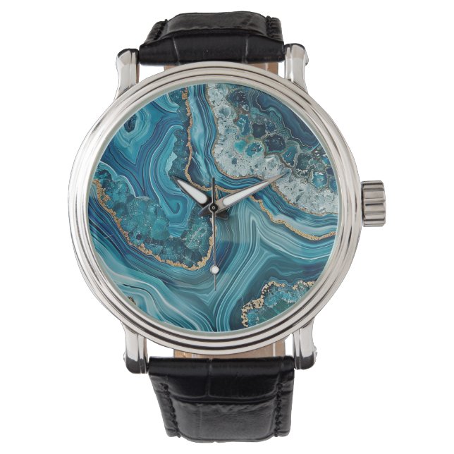 Teal-Achat-Uhr Armbanduhr (Vorderseite)