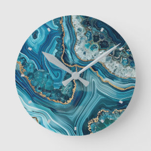 Teal-Achat-Wanduhr Runde Wanduhr