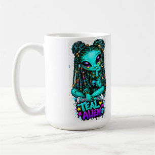 Teal Alien Graffiti 15 oz Tasse