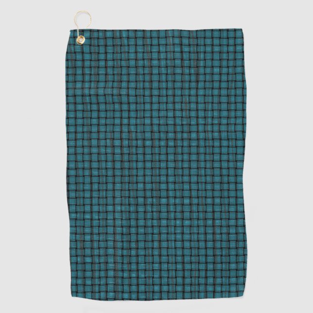 Teal and Black Weave Pattern Golf Towels Golfhandtuch (Vorderseite)