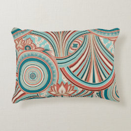 Teal and Coral Nouveau Flow Dekokissen