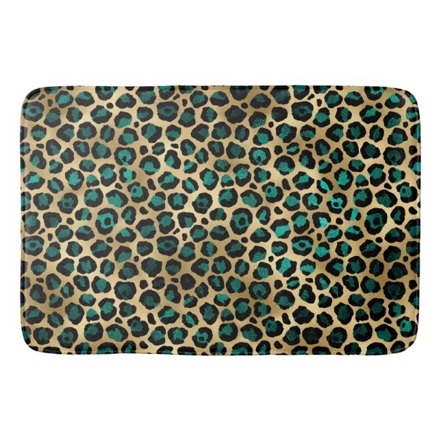 Teal and Gold Leopard Series Design 14 Badematte (Vorderseite)