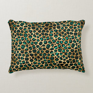 Teal and Gold Leopard Series Design 14 Dekokissen