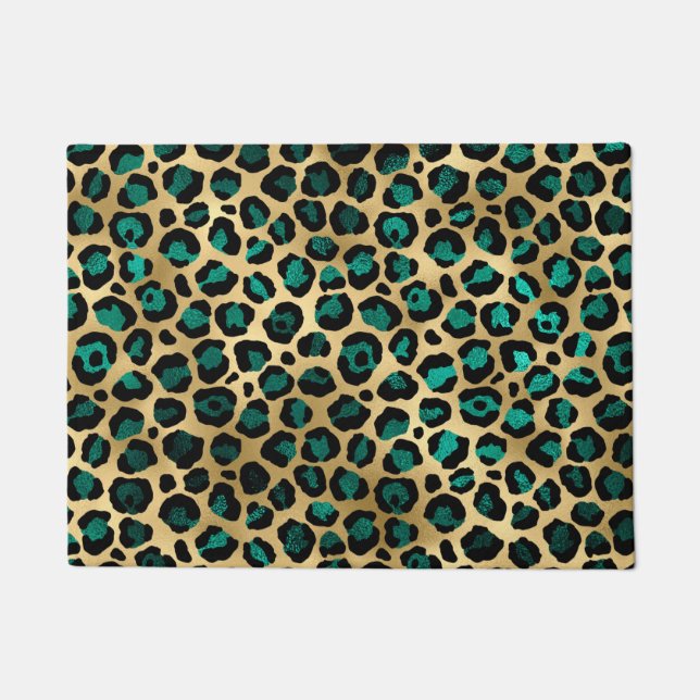 Teal and Gold Leopard Series Design 14 Fußmatte (Vorderseite)