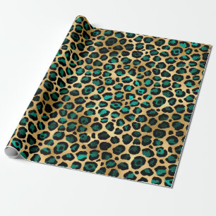 Teal and Gold Leopard Series Design 14 Geschenkpapier