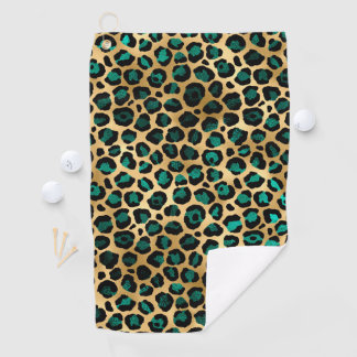 Teal and Gold Leopard Series Design 14 Golfhandtuch