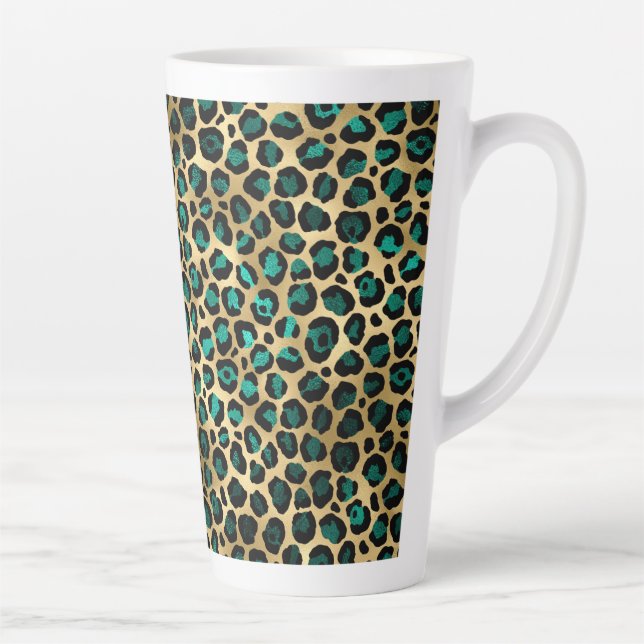Teal and Gold Leopard Series Design 14 Milchtasse (Rechts)
