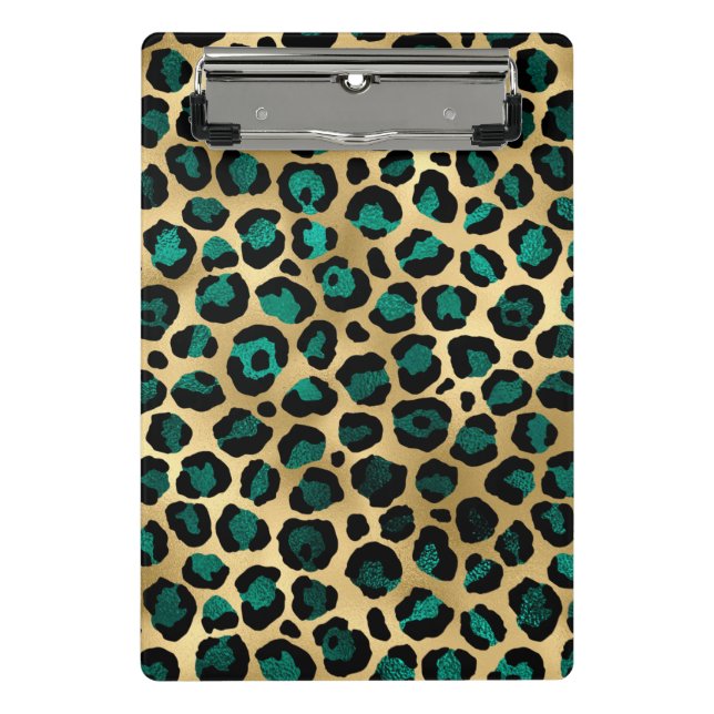 Teal and Gold Leopard Series Design 14 Mini Klemmbrett (Vorderseite)