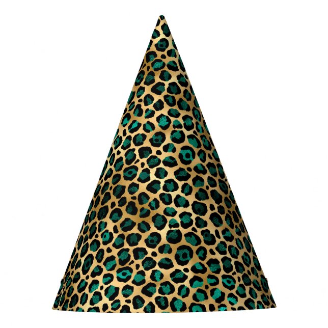 Teal and Gold Leopard Series Design 14 Partyhütchen (Vorderseite)