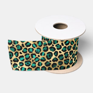 Teal and Gold Leopard Series Design 14 Satinband