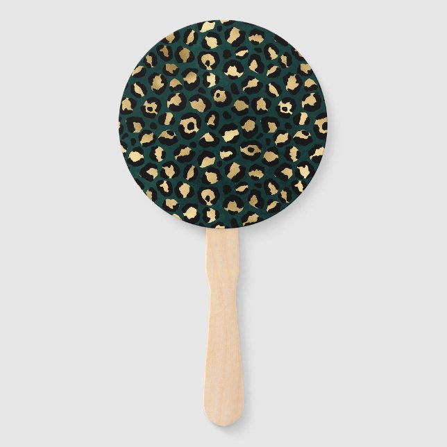 Teal and Gold Leopard Series Design 1 Fächer (Vorderseite)