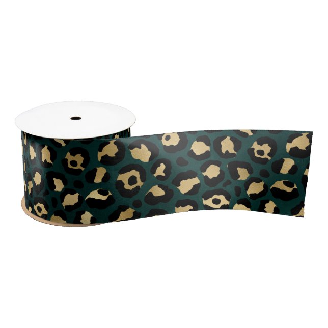 Teal and Gold Leopard Series Design 1 Satinband (Spule)