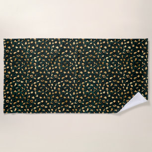 Teal and Gold Leopard Series Design 1 Strandtuch