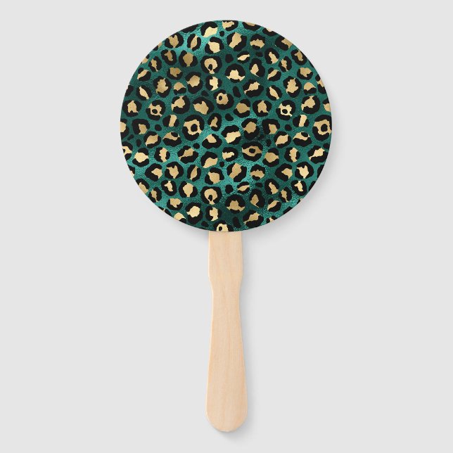 Teal and Gold Leopard Series Design 3 Fächer (Vorderseite)