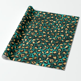 Teal and Gold Leopard Series Design 3 Geschenkpapier