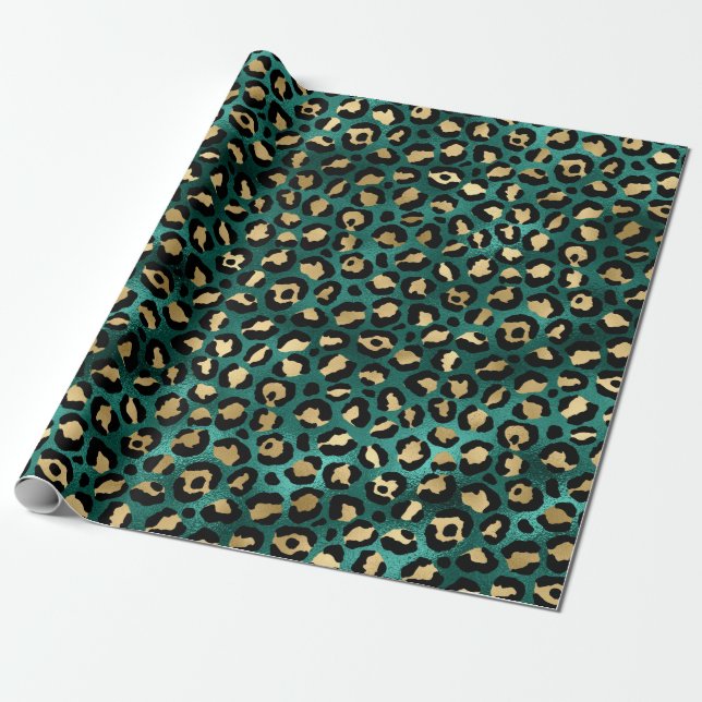 Teal and Gold Leopard Series Design 3 Geschenkpapier (Ungerollt)