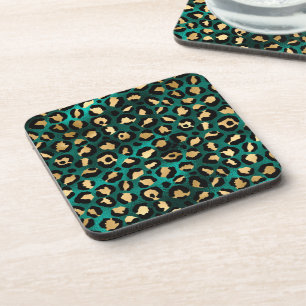 Teal and Gold Leopard Series Design 3 Getränkeuntersetzer