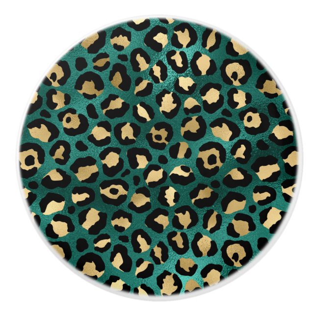 Teal and Gold Leopard Series Design 3 Keramikknauf (Vorderseite)