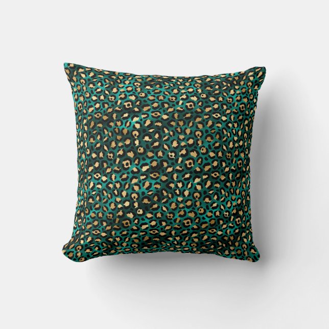 Teal and Gold Leopard Series Design 3 Kissen (Vorderseite)