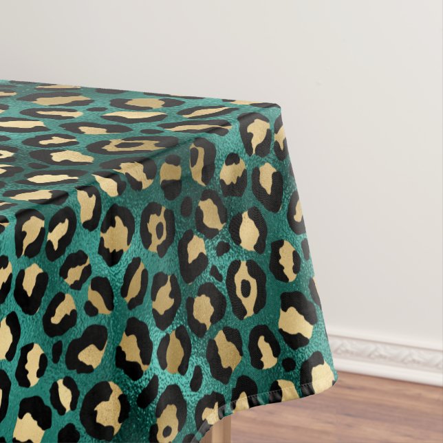 Teal and Gold Leopard Series Design 3 Tischdecke (Beispiel)