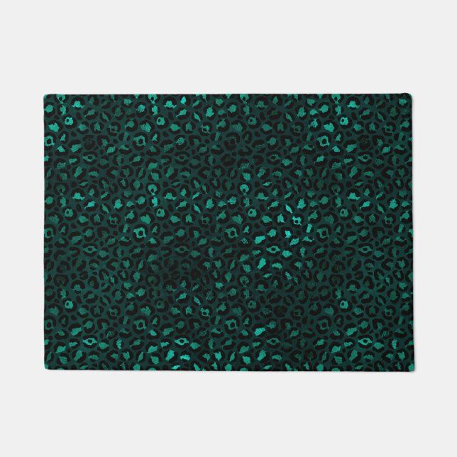 Teal and Gold Leopard Series Design 4 Fußmatte (Vorderseite)
