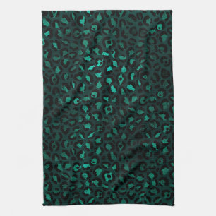 Teal and Gold Leopard Series Design 4 Geschirrtuch