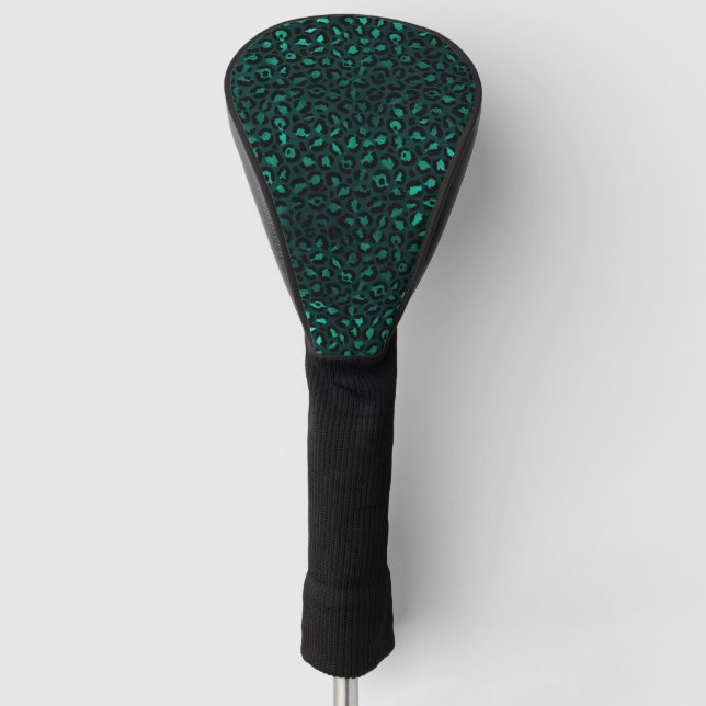 Teal and Gold Leopard Series Design 4 Golf Headcover (Vorderseite)