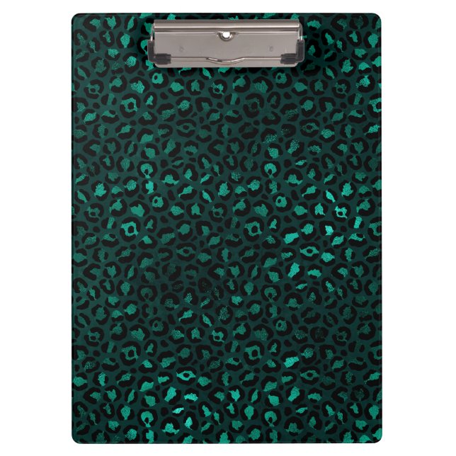 Teal and Gold Leopard Series Design 4 Klemmbrett (Vorderseite)