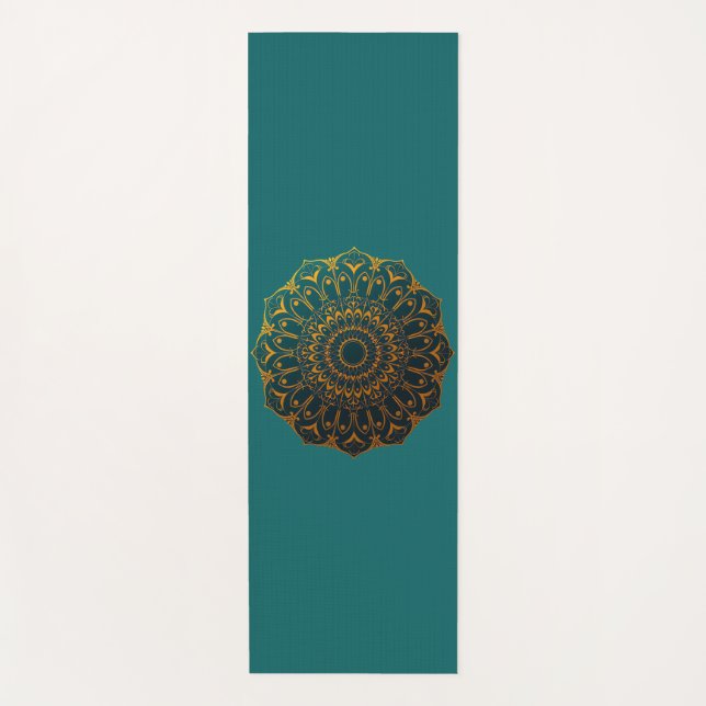 Teal and Gold Mandala Yogamatte (Vorderseite)