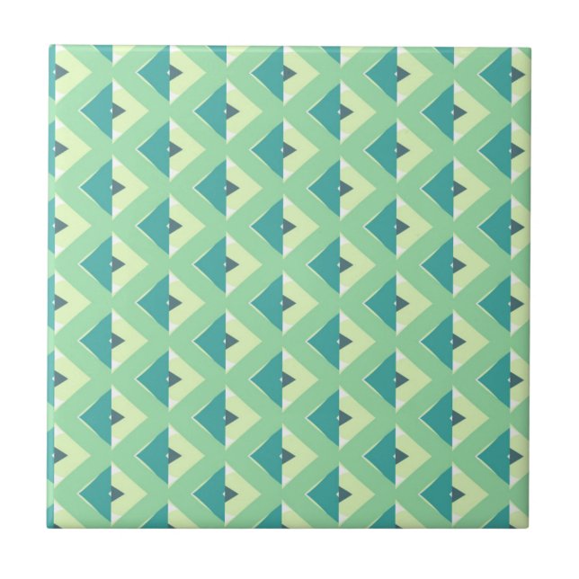 Teal and Green Diamond Geometric Pattern Fliese (Vorderseite)