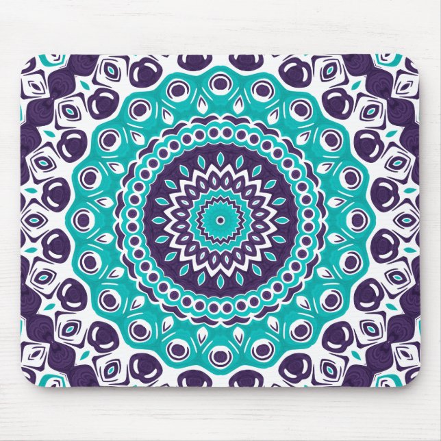 Teal and Indigo Mandala Design Mousepad (Vorne)