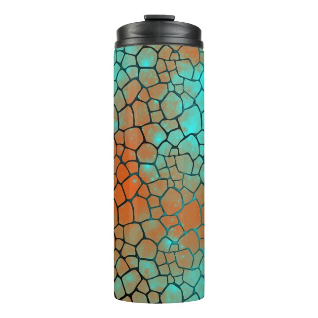Teal and Orange Dragon Scale Thermal Tumbler Thermosbecher (Vorderseite)