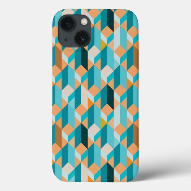 Teal And Orange Shapes Pattern Case-Mate iPhone Hülle (Rückseite)